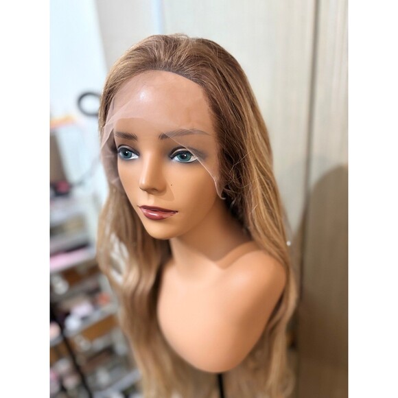 100% Remy Human hair wig 30” Swiss lace front rooted beige blond size medium New - Picture 5 of 9